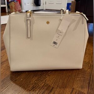 Tory Burch Emerson Large Double Zip Tote – New Ivory – NWT